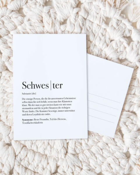 Definition Schwester - Postkarte