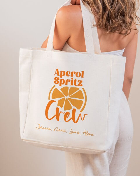 Aperol Spritz Crew - personalisierte Stofftasche für JGA