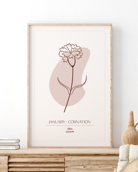 Birthday Flowers Januar - Personalisierbares Poster